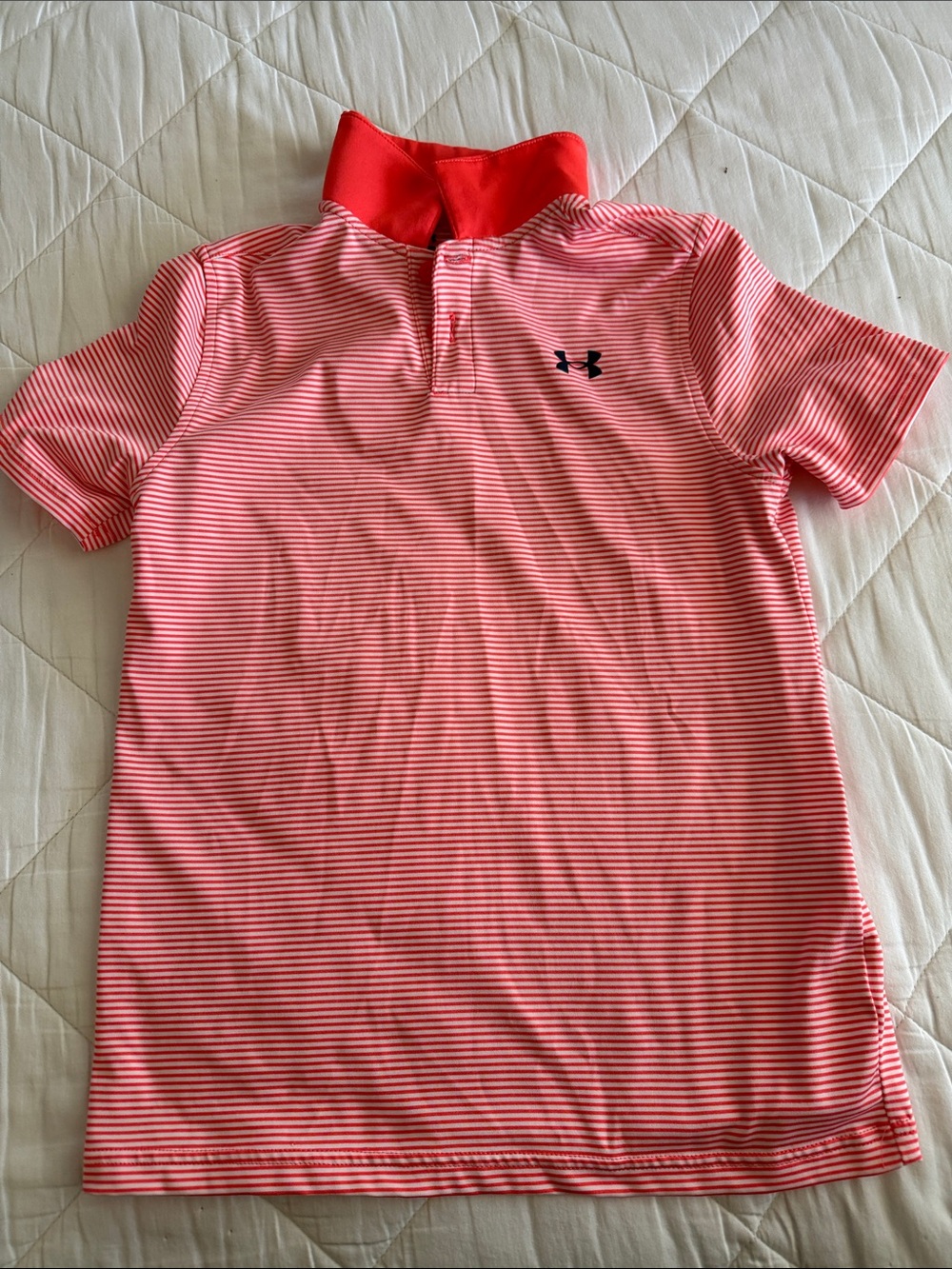 Under Armour Kids Salmon Pink Striped Polo